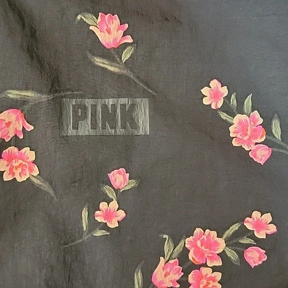 PINK Victoria’s Secret Windbreaker Jacket – Black Floral – Women’s Size XS - Picture 5 of 5